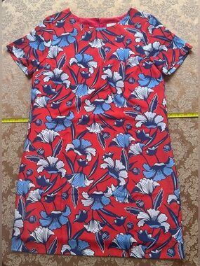 J. Crew Red Floral Short Sleeve Tunic